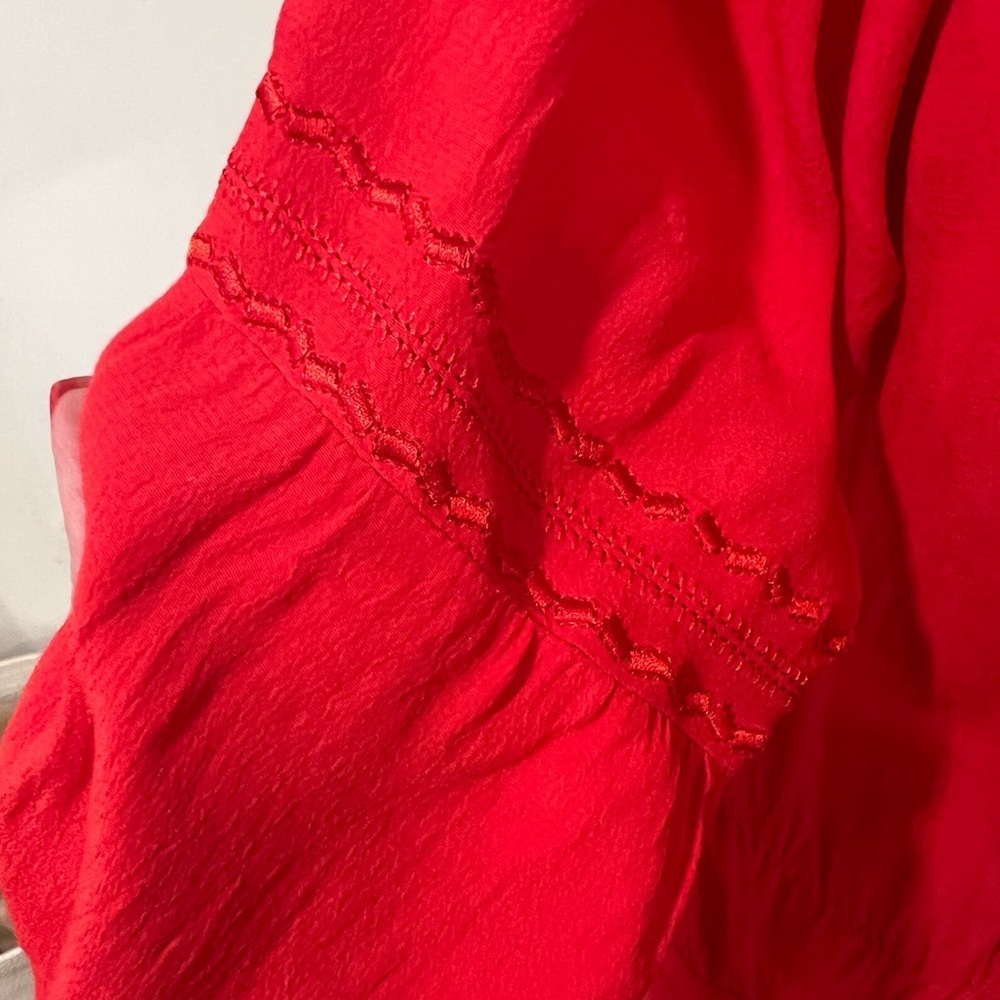 SUNDAY IN BROOKLYN Red Tiered Boho Peasant Dress Size Large - Picture 5 of 9